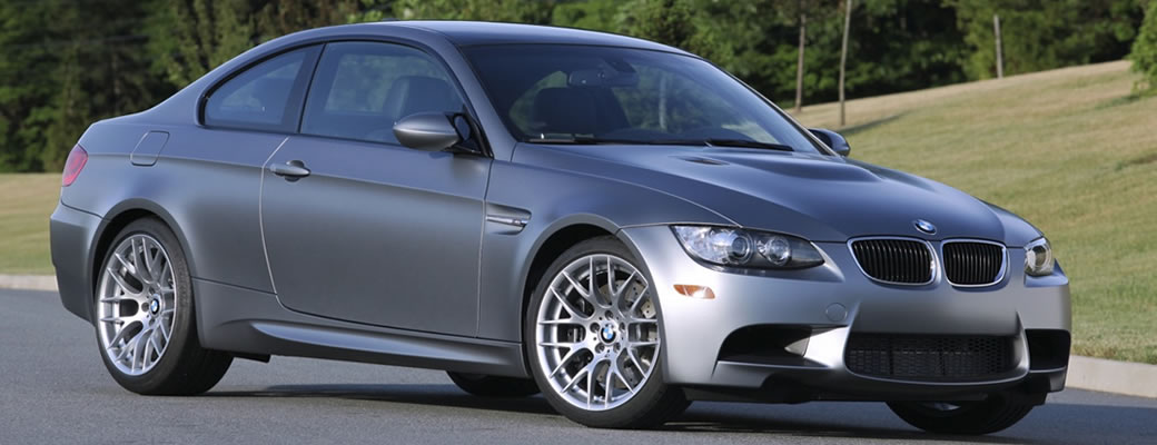 Silver BMW M3 coupe side profile